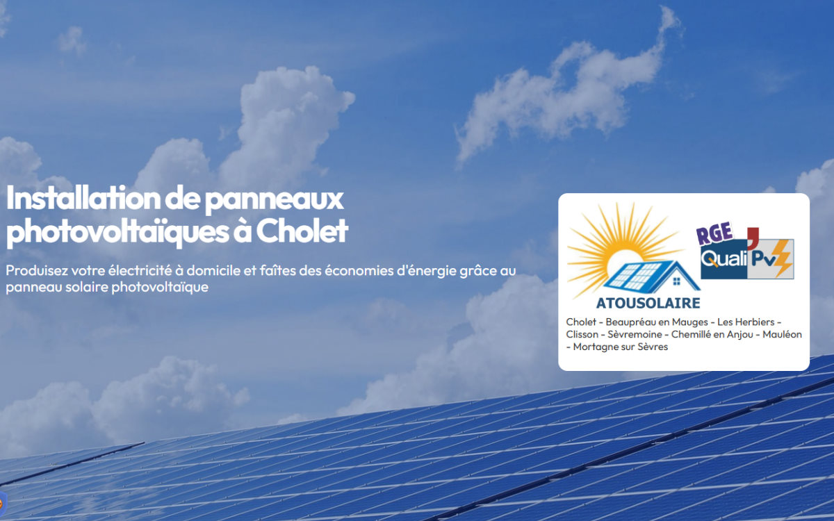 Création du site web d'Atousolaire, installateur de panneaux photovoltaïques